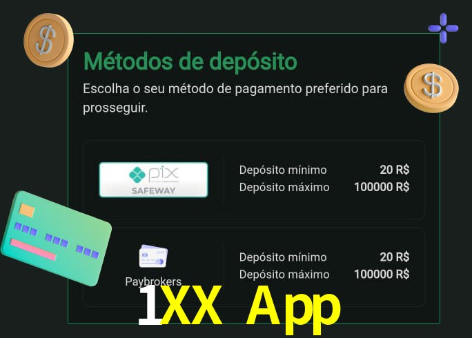 O cassino 1XX App oferece uma grande variedade de métodos de pagamento